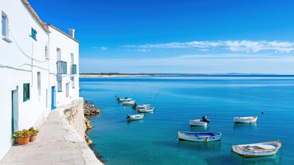 Fototapeta premium Whitewashed village by the sea