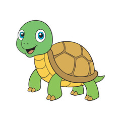 Cute cartoon turtle illustration perfect for children's books or educational resources. Cute sea turtle cartoon isolated on white background