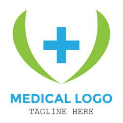 Simple medical plus a green and blue modern logo design