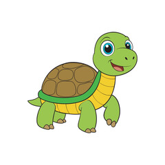 Cute cartoon turtle illustration perfect for children's books or educational resources. Cute sea turtle cartoon isolated on white background
