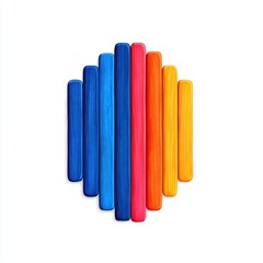 Fototapeta premium Colorful Sticks Arranged in Vertical Pattern on Plain Background