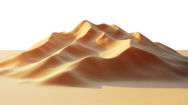 Desert dunes landscape illustration with smooth textures. Transparent background png.