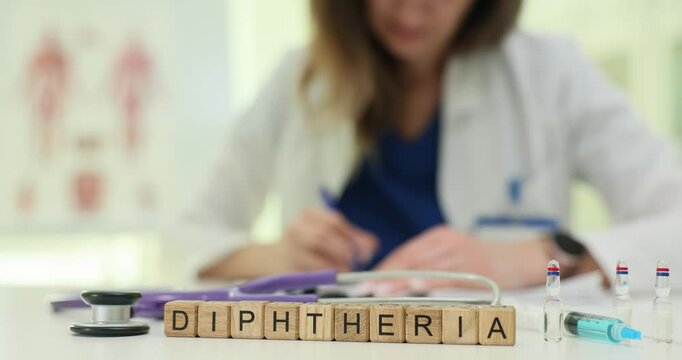 A skilled medical professional is thoroughly examining diphtheria while surrounded by necessary tools and materials