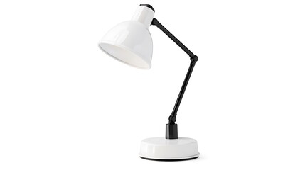 A sleek, modern desk lamp with a white shade and black arm, ideal for workspaces and providing focused lighting.