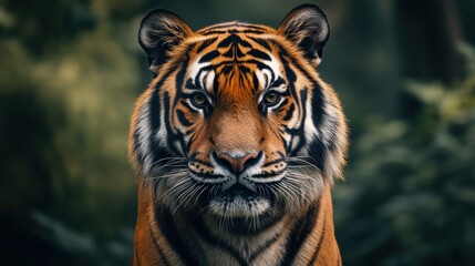 Fototapeta premium Majestic tiger stares intensely.