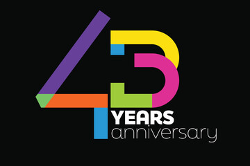 43rd-Anniversary Colorful Logo Template. Colorful Number 43