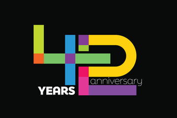 42nd-Anniversary Colorful Logo Template. Colorful Number 42