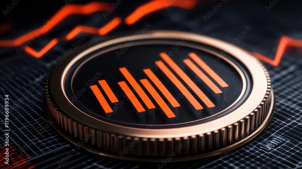 Poster digital currency concept with graph and abstract background design