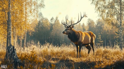 Majestic deer in autumn forest