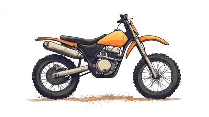 Fototapeta premium Orange dirt bike illustration on white background.