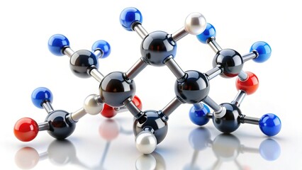 Obraz premium Polyethylene Terephthalate (PET) Molecule: Ball-and-Stick Model, Isolated on White