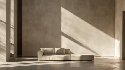 a white couch sitting in a room with a window