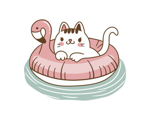 Cartoon cat. Cute Sticker. Vector.