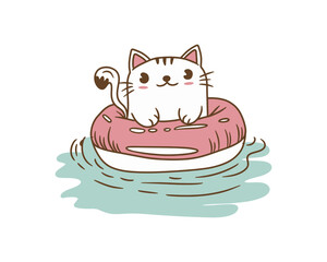 Cartoon cat. Cute Sticker. Vector.