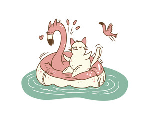 Cartoon cat. Cute Sticker. Vector.