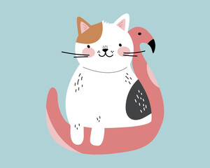 Cartoon cat. Cute Sticker. Vector.
