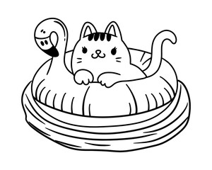 Cartoon cat. Cute Sticker. Vector.