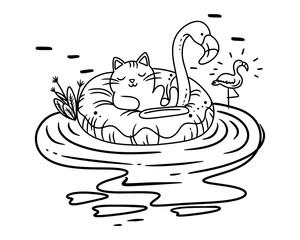 Cartoon cat. Cute Sticker. Vector.