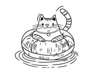 Cartoon cat. Cute Sticker. Vector.