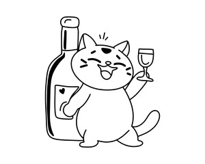 Cartoon cat. Cute Sticker. Doodle style. Vector.