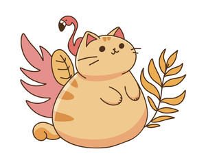 Cartoon cat. Cute Sticker. Vector.
