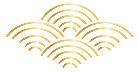 Golden oriental style wave pattern Chinese New Year decoration element, PNG file no background