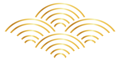 Golden oriental style wave pattern Chinese New Year decoration element, PNG file no background