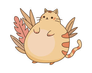 Cartoon cat. Cute Sticker. Vector.