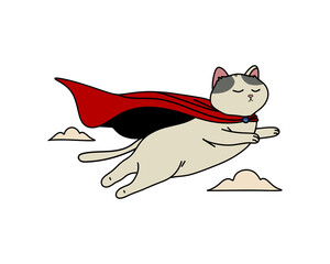 Super Cat. Cartoon character. Vector.