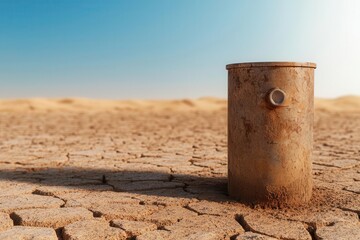 Naklejka premium renewable energy concept. Solar-powered water pumps in a parched landscape, showcasing the cost-effectiveness of renewable energy technology