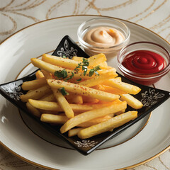 A photo of a plate of crispy french-fry