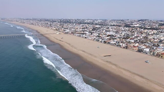Hermosa Beach Residents and Cityscape - Aerial View