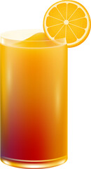 Refreshing summer tequila sunrise cocktail drink in the glass with orange wedge, PNG file no...