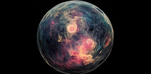 Naklejka premium Abstract Cosmic Sphere Nebula Swirling Colors