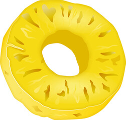 Pineapple fresh topical summer fruit in round shape, PNG file no background 