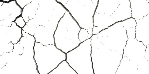 Distressed Vector Texture Overlays Featuring Earthquake-Induced Cracks on Land, Wall, and Floor Surfaces in Black, White, and Grey, Ideal for Simulating Earthquake Damage and Surface Deformation in De