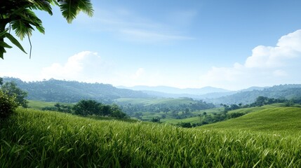 Naklejka premium Serene Green Hillside Landscape
