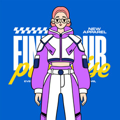 Cartoon comic paradise streetwear typography illustration