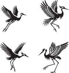 High-Quality Monochrome Vector Silhouettes of the Rainbow Crane Fly Isolated on a White Background
