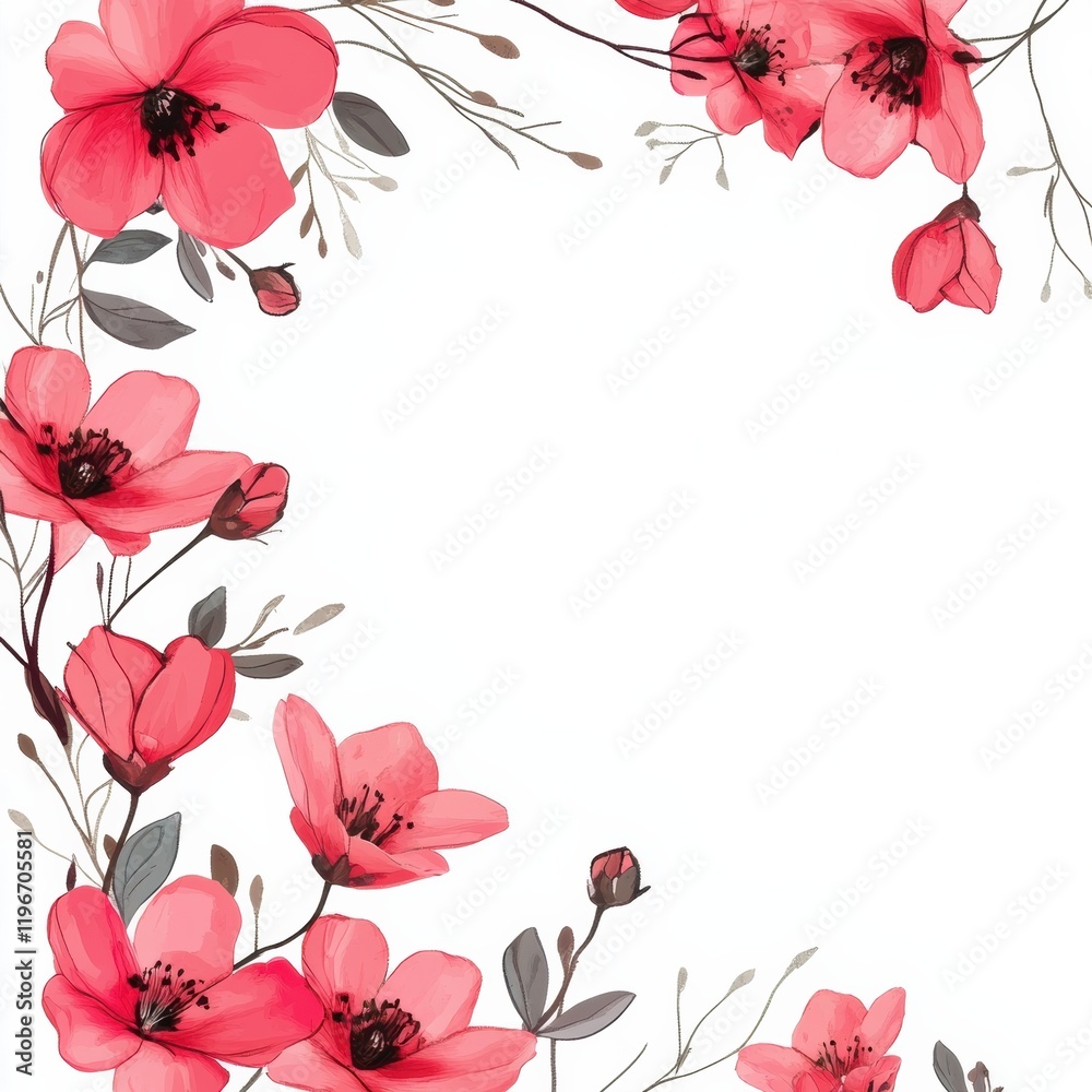Leinwandbilder floral design with pink blossoms creating space for text in a bright and clean layout for various pr