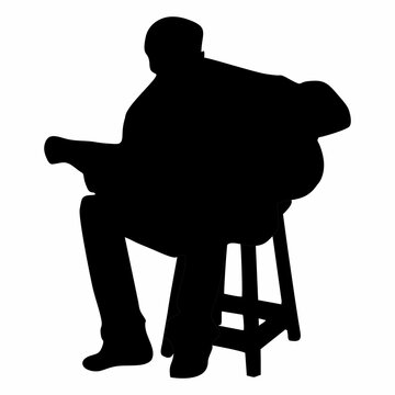 recommend clip art: silhouette of a person playing guitar while sitting