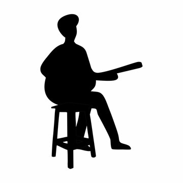 recommend clip art: silhouette of a person playing guitar while sitting