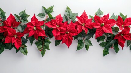 Festive Christmas Poinsettia Garland: A Red and Green Holiday Decoration
