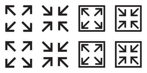 Obraz premium Full screen and exit full screen icon set