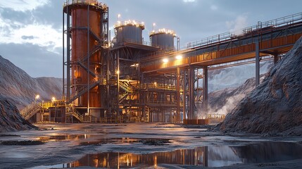 Obraz premium Mining Process Plant 16k Resolution Ultra Photorealistic