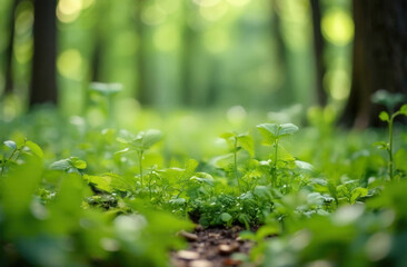 Green park with wild grass and defocused sun beams. Summer spring natural background with copy space. Nature wallpaper.