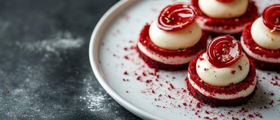 dessert photography of red velvet pies on white plate