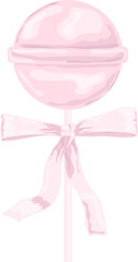 Cute pink lollipop with coquette ribbon bow