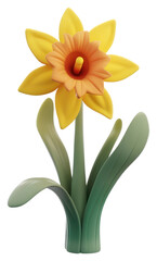 Fototapeta premium PNG Vibrant 3D daffodil flower illustration