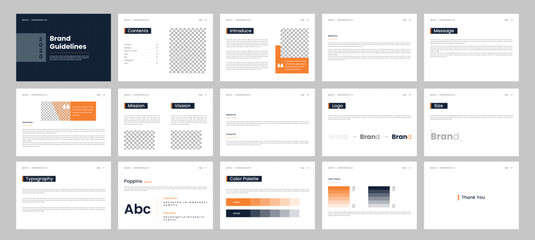 Brand guidelines template, elegant, editable, professional design layout